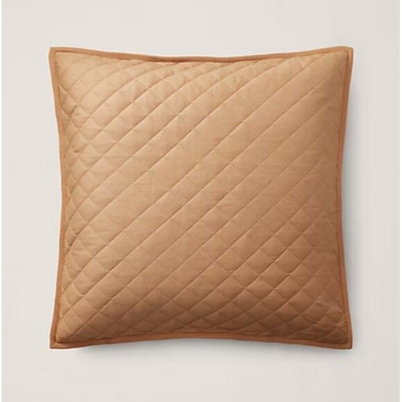 Ralph Lauren Brown Cromwell Modern Equestrian European Sham Quilted 26x26 NEW - Picture 1 of 6